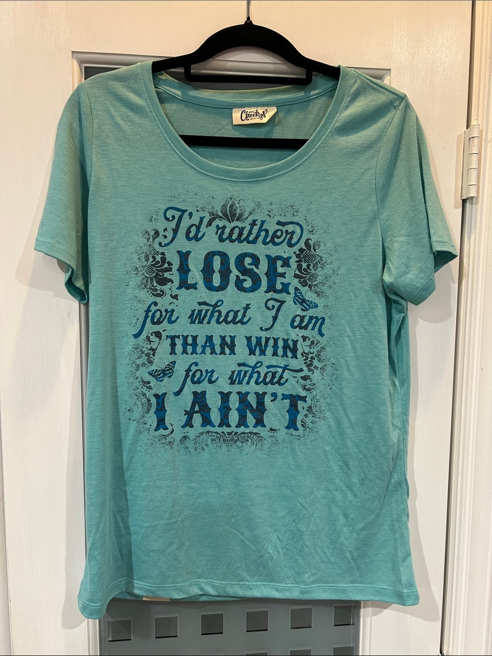 Cherokee Teal Short Sleeve Graphic Tee - Inspirational Script